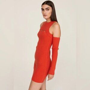Hervé Léger Iconic Orange stretch ribbed knit cutout bandage luxe mini Dress S M